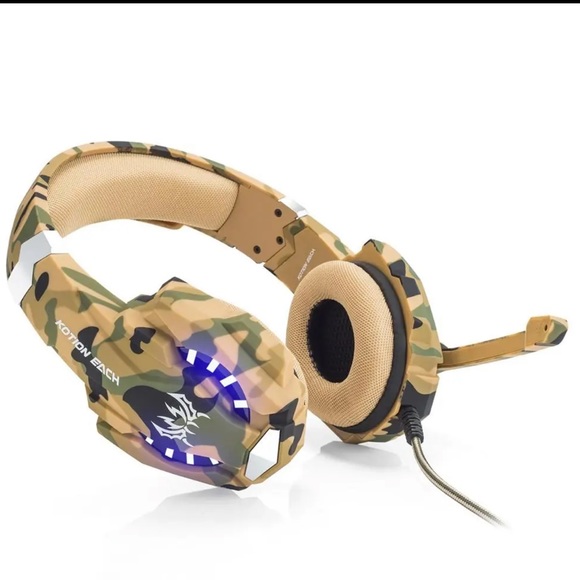 Camouflage Gaming Headphones with Microphone and LED Light for PS4, Xbox One Com - Picture 13 of 15